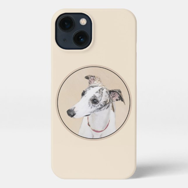 Coque iPhone Peinture Whippet - Jolie art original chien (Verso)