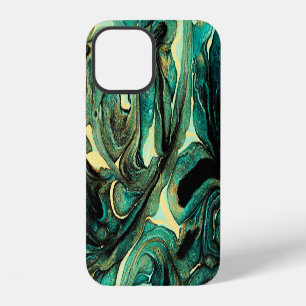 Coque iPhone 12 Peintures acryliques aquamarines : arrière - plan