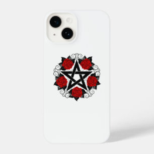 Coque Pour iPhone 14 Pentagramme aux roses rouges