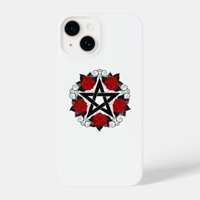 Coque iPhone Pentagramme aux roses rouges (Verso)