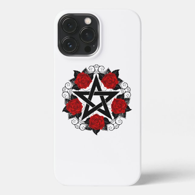 Coque iPhone Pentagramme aux roses rouges (Verso)
