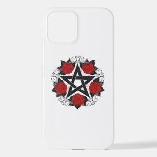 Coque iPhone 12 Pentagramme aux roses rouges