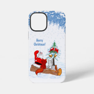 Coque iPhone 12 Mini Père Noël avec Renard de lapin et écureuil