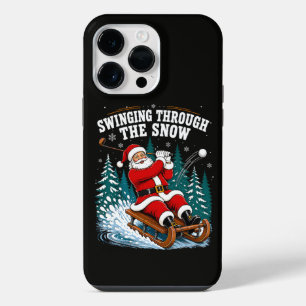 Coque Pour Pour iPhone 14 Pro Max Père Noël jouant au golf Joyeux Noël golfeur