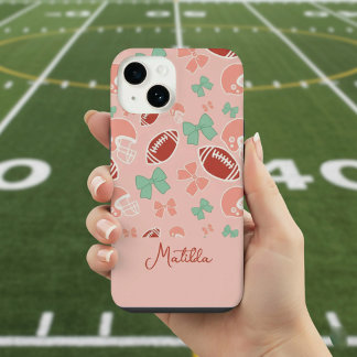 Coque Pour iPhone 14 Personalized Girly Football Bow Pattern Phone Case
