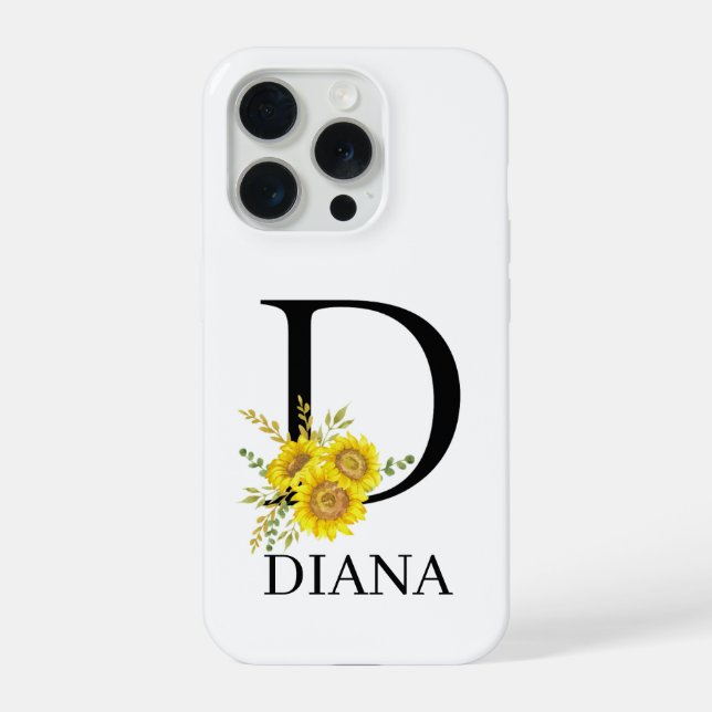 Coque iPhone Personalized Letter D Sunflower Phone Case  (Verso)