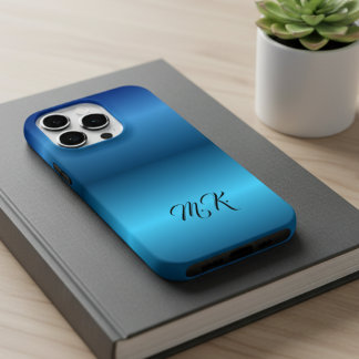 Coque Pour iPhone 14 Plus Personalized Monogram Blue IPhone Case for Him