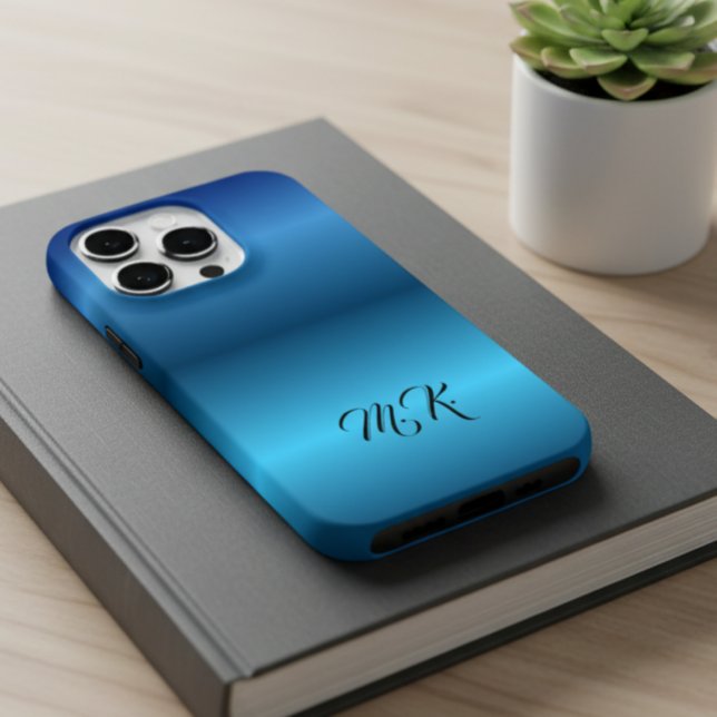 Coque iPhone Personalized Monogram Blue IPhone Case for Him (Créateur téléchargé)