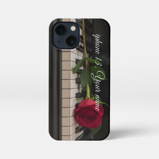 Coque iPhone Personalized Piano with a red rose - romantic  (Verso)