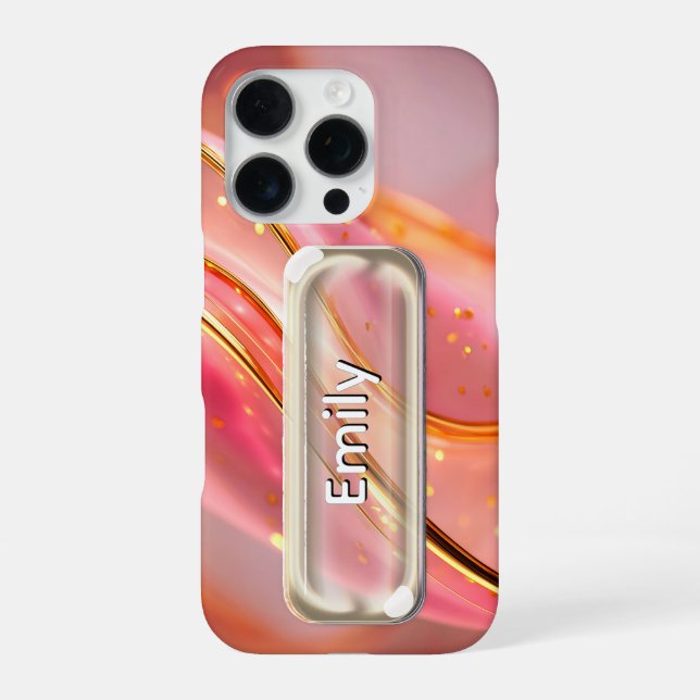 Coque iPhone Personalized Pink Gold Glass UI Button Name  (Verso)