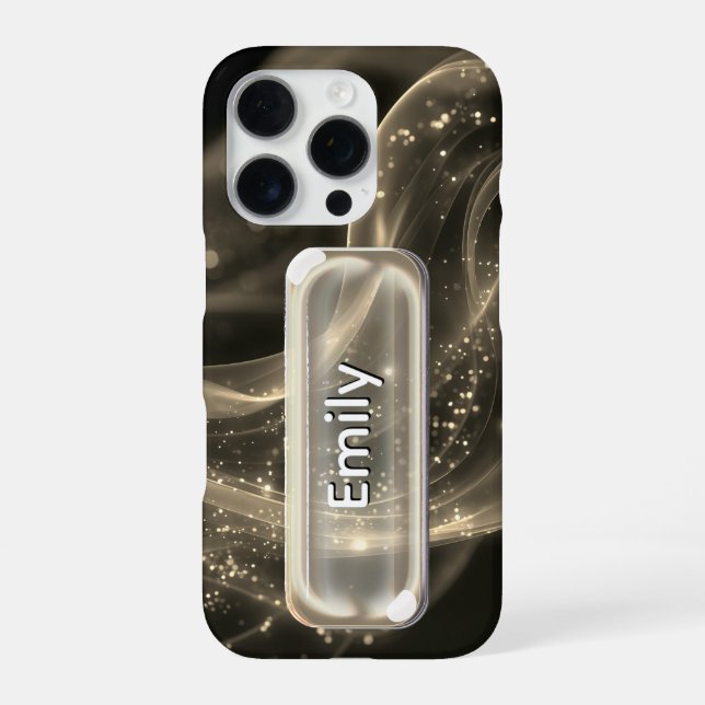 Coque iPhone Personalized Pink Gold Glass UI Button Name  (Verso)