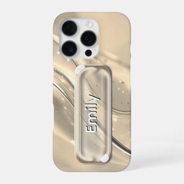 Coque iPhone Personalized Pink Gold Glass UI Button Name  iPhon (Verso)