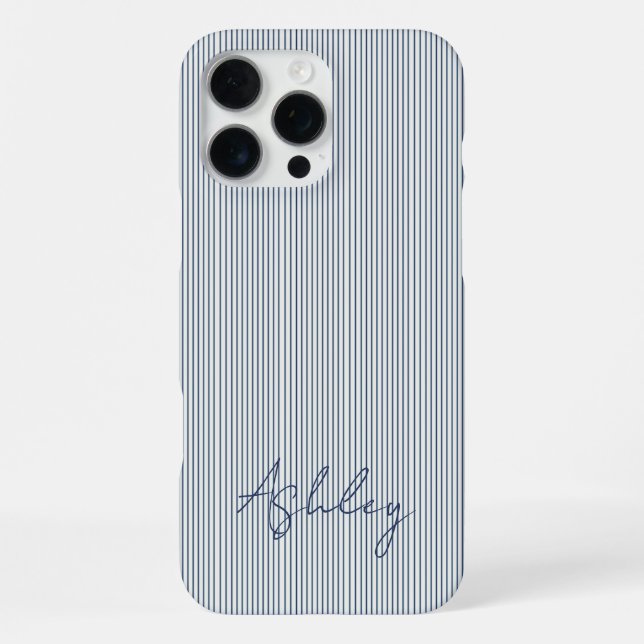 Coque iPhone Personalized Striped Blue Tones Minimalist Chic (Verso)