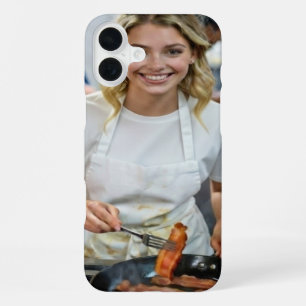 Coque iPhone 16 Plus Personnalisation de photo de cuisson de bacon