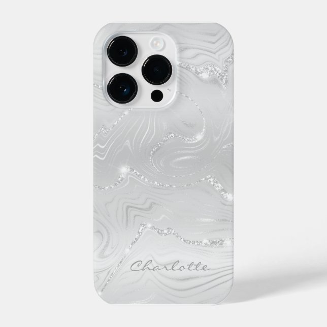 Coque iPhone Personnalisé Chic blanc Parties scintillant Motif  (Verso)