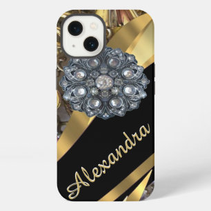 Etui iPhone 13 Personnalisé chic élégant strass doré bling