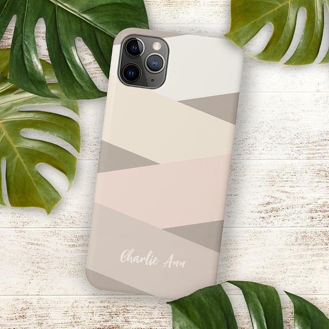Coque iPhone Personnalisé Chic Naturel Tan Beige Taupe Bande D' (Créateur téléchargé)