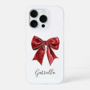 Coque iPhone 16 Pro Personnalisé Chic Red Bow