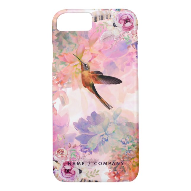 Coque iphone personnalisé d'aquarelle de colibri (Dos)