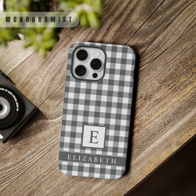 Coque iPhone Personnalisé noir blanc gris À damiers Motif (Custom Black White Grey Checkered Pattern iPhone Case
)