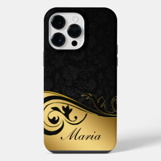 Coque Pour Pour iPhone 14 Pro Max Personnalisé Noir et Or