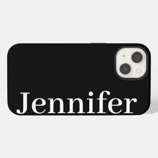 Etui iPhone 13 Personnalisé Nom Personnalisé Simple Élégant Noir