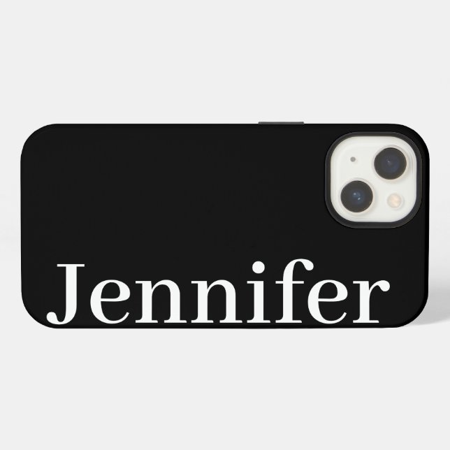 Coque iPhone Personnalisé Nom Personnalisé Simple Élégant Noir (Verso Horizontal)