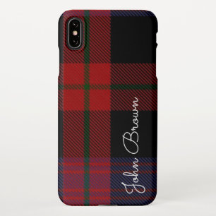 Coque iPhone XS Max Personnalisé TARTAN Plaid Nom manuscrit moderne