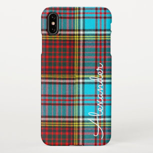 Coque iPhone XS Max Personnalisé TARTAN Plaid Nom manuscrit moderne