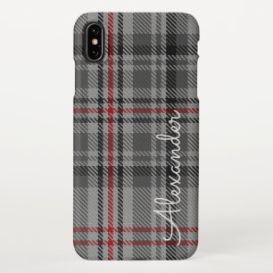 Coque iPhone XS Max Personnalisé TARTAN Plaid Nom manuscrit moderne