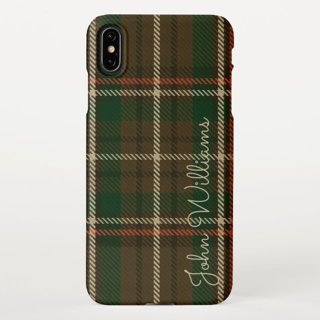Coque iPhone Personnalisé TARTAN Plaid Nom manuscrit moderne (Dos)