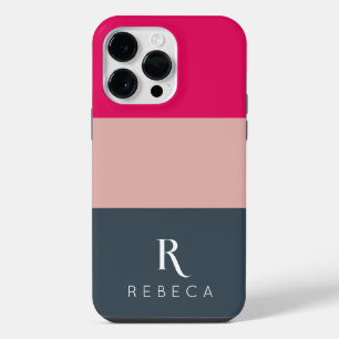 Coque Pour Pour iPhone 14 Pro Max Personnalisé Trois Couleurs Bloc rose pâle Raspber