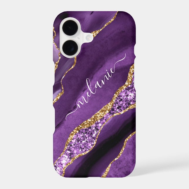 Coque iPhone personnalisée avec paillettes dorées  (Verso)