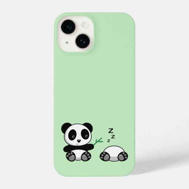Coque iPhone Petites pandas mignonnes sur vert (Verso)