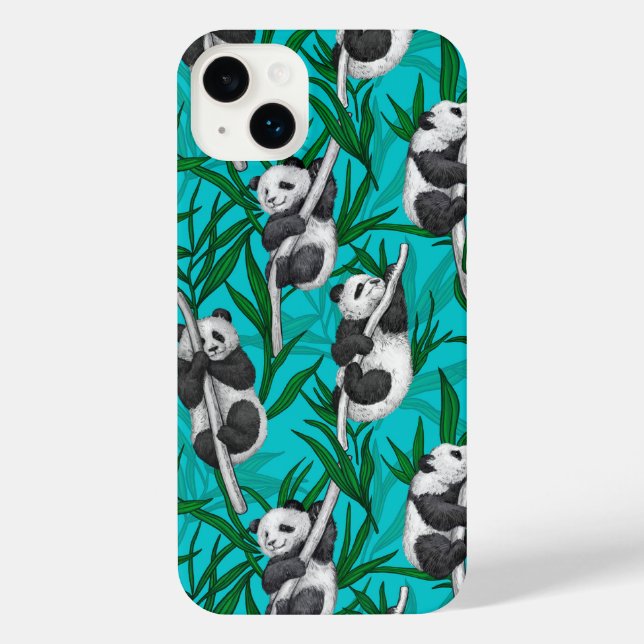 Coque iPhone Petits panda turquoise (Verso)