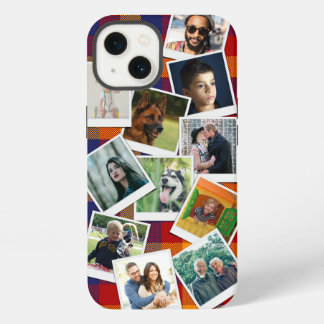 Etui iPhone 13 Photo Collage photo Retro Red Blue Plaid