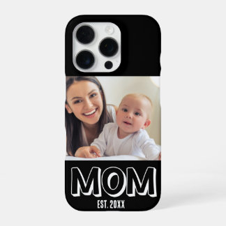 Coque iPhone 16 Pro Photo de maman Typographie minimale Année d'établi