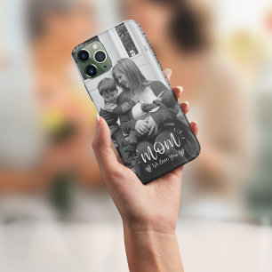 Coque iphone photo personnalisé de la mère en noir
