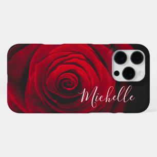 Coque iPhone 16 Pro Max Photographie vintage de rose rouge avec monogramme