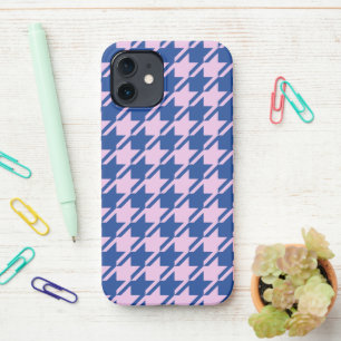 Coque iPhone 12 Pied de fond rose+Motif bleu