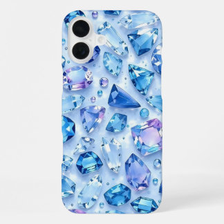 Coque iPhone 16 Plus Pierres Bleues Précieuses
