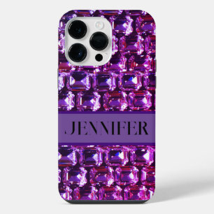 Coque Pour Pour iPhone 14 Pro Max Pierres précieuses violettes élégantes diamants
