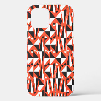 Coque iPhone 12 Pinceau géométrique Abstrait : Motif Vintage