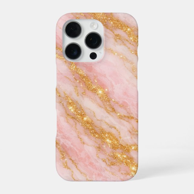 Coque iPhone pink and gold marble (Verso)