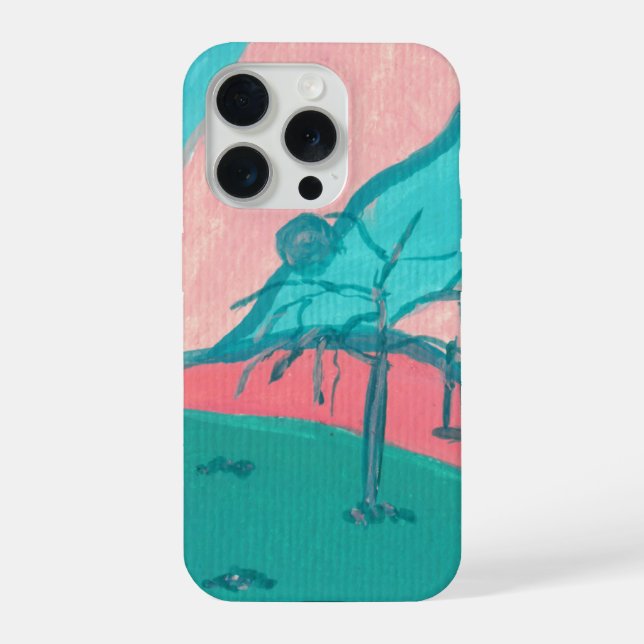 Coque iPhone Pink and Green Minimalistic Landscape Phone Case (Verso)