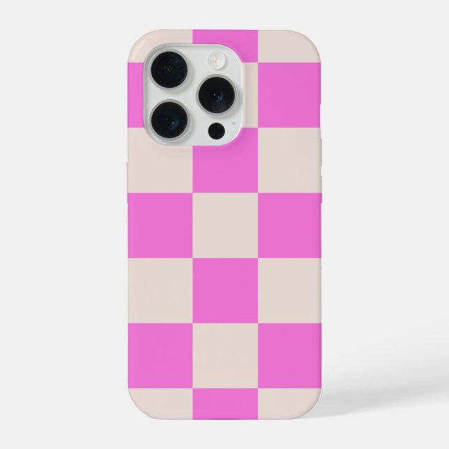 Coque iPhone Pink Beige Checkerboard Phone Case (Verso)