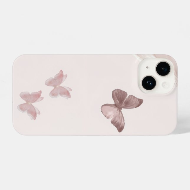 Coque iPhone Pink Butterfly Minimalist Phone Case (Verso Horizontal)