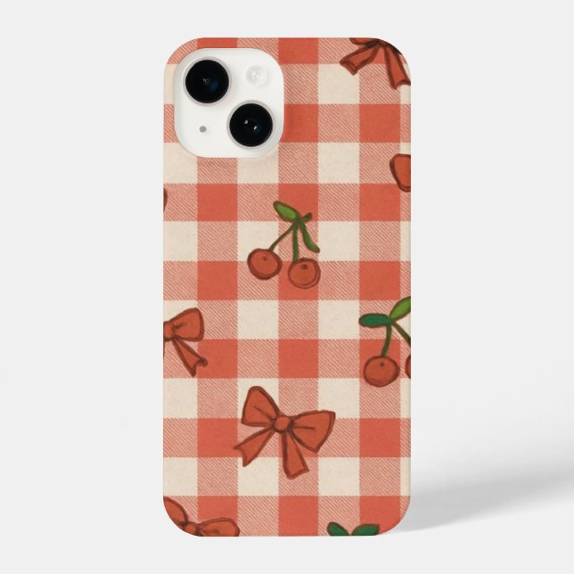 Coque iPhone "Pink Cherry & Ribbon Pattern Phone Case – Cute  (Verso)