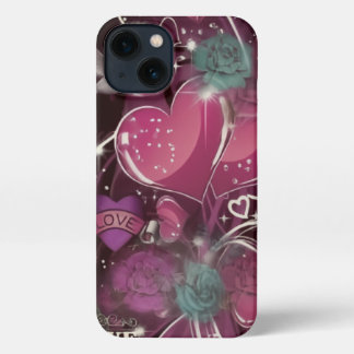 Etui iPhone 13 Pink Love Hearts Roses Glam, iPhone case