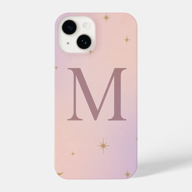 Coque iPhone 💖 Pink Phone Case with Big Yellow “M” & Stars  (Verso)